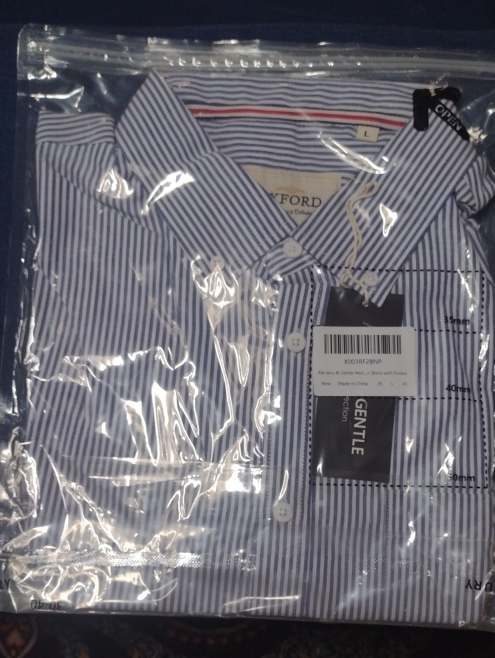 Oxford Men's Blue and White Pinstripe Dress Shirt